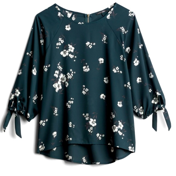 Papermoon Tops - NWT! Dark teal Papermoon blouse w/ bow tie sleeves. Adorable!